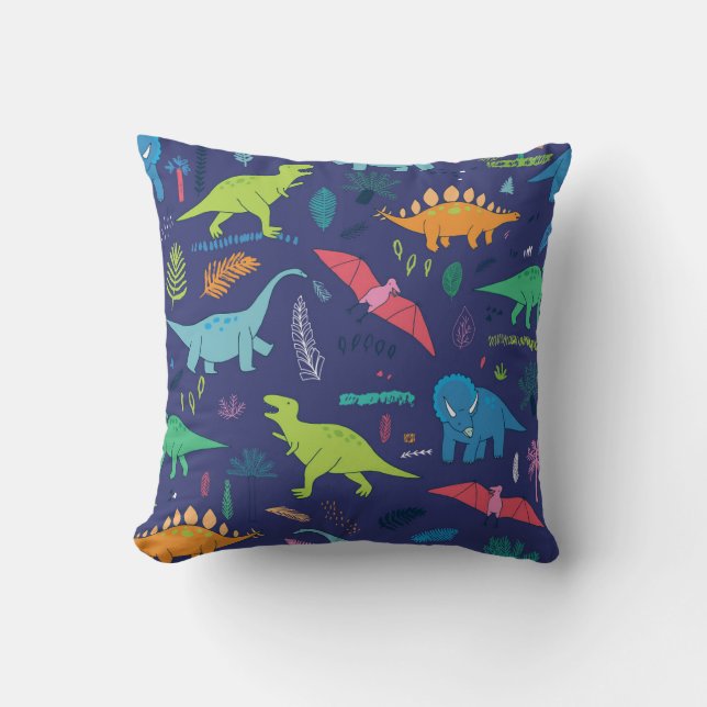 Dinosauriërs Palms Tropisch  Patroon Kussen (Voorkant)