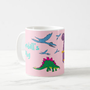 Dinosauriërs Pastel Roze Mok