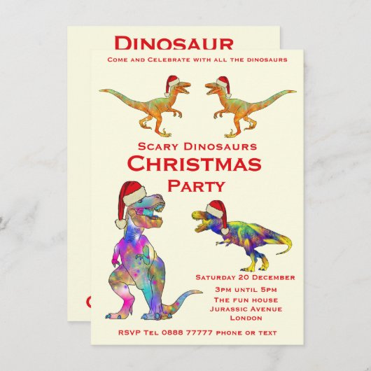 Dinosauriërs Raptor T Rex Scary Kinder kerstfeest (Voorkant / Achterkant)