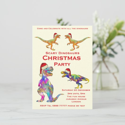 Dinosauriërs Raptor T Rex Scary Kinder kerstfeest (Staand voorkant)