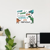 Dinosauriërs Stamp Chomp Brul Verjaardagsfeestje, Poster (Thuiskantoor)