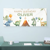 Dinosauriërs T-Rex Jongen Verjaardag Spandoek (Beurs)