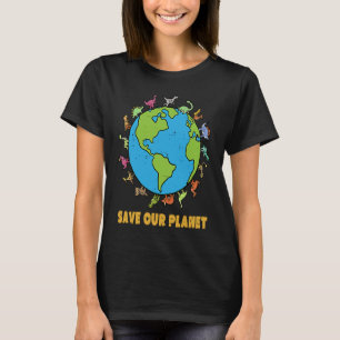 Dinosauriërs T Rex sparen onze planeet Awareness E T-shirt