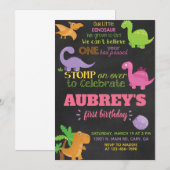 Dinosauriërs verjaardagsuitnodiging, dino Invite. Kaart (Voorkant / Achterkant)