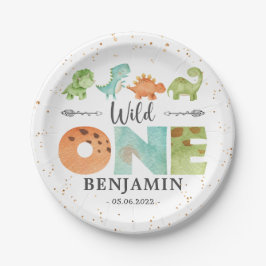 Dinosauriërs Wilde 1 1e verjaardag Waterverf Papieren Bordje