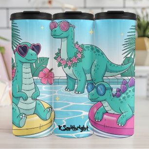 Dinosauriërs Zwembad Feestje Zomerpret Thermosbeker