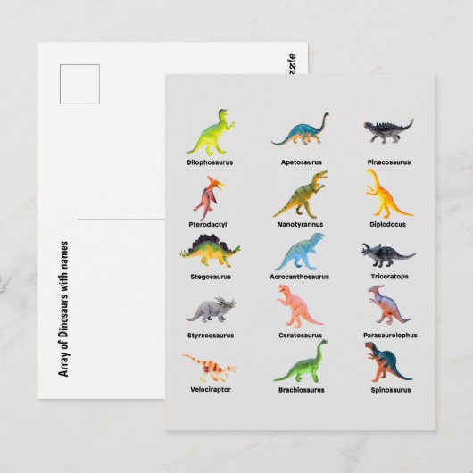 Dinosaurierslijst van benamingen briefkaart (Voorkant / Achterkant)