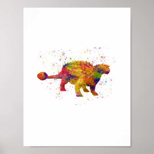 dinosaurio Ankylosaurus silueta en acuarela Poster (Voorkant)