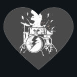 Dinosaurions Drums Muziek die T rex speelt Hart Sticker<br><div class="desc">Dinosaurus Drums Muziek die T rex Grafisch ontwerp speelt Gift Heart Sticker Classic Collectie.</div>