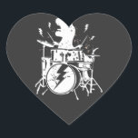 Dinosaurions Drums Muziek die T rex speelt Hart Sticker<br><div class="desc">Dinosaurus Drums Muziek die T rex Grafisch ontwerp speelt Gift Heart Sticker Classic Collectie.</div>
