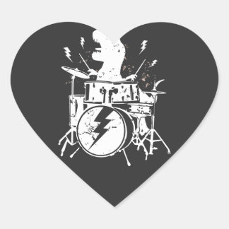 Dinosaurions Drums Muziek die T rex speelt Hart Sticker