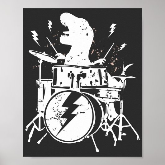 Dinosaurions Drums Muziek die T rex speelt Poster (Voorkant)
