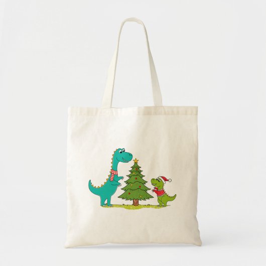 Dinosaurions kerst tote bag (Voorkant)