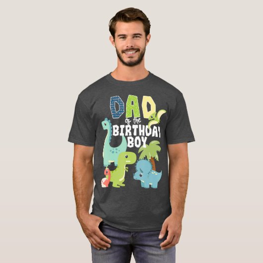 Dinosaurions Theme Birthday Pap van de Birthday Bo T-shirt (Voorkant volledig)