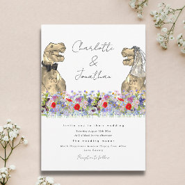 Dinosaurius Bruid en Bruidegom Wildflower Kaart