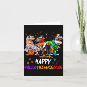 Dinosaurius T Rex Gelukkig Hallothanksmas Hallowee Kaart