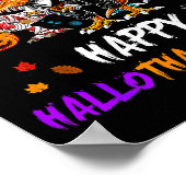 Dinosaurius T Rex Gelukkig Hallothanksmas Hallowee Poster (Hoek)