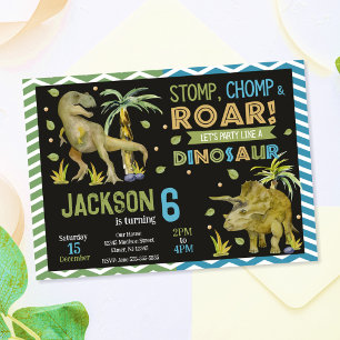 Dinosaurius verjaardagsuitnodiging   T-rex   Trice Kaart