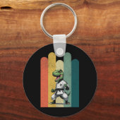 Dinosauriusfans Dapper Karate Trots Moed Kracht  Sleutelhanger (Voorkant)