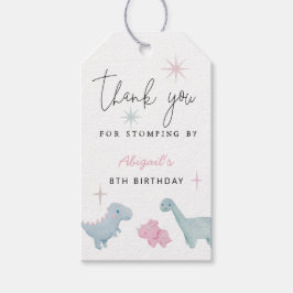 Dinosaurmeisjes verjaardagsfeestje cadeaulabel