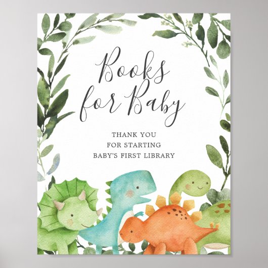 Dinosaurs Baby shower Boeken voor Baby Poster (Voorkant)