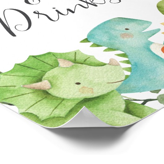 Dinosaurs Baby shower Food and Drink Sign Poster (Hoek)