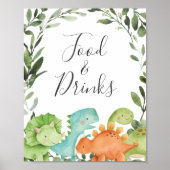 Dinosaurs Baby shower Food and Drink Sign Poster (Voorkant)