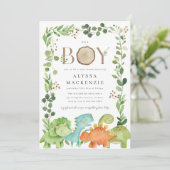 Dinosaurs Baby Shower Invitation Kaart (Staand voorkant)