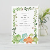 Dinosaurs Baby Shower Invitation Kaart (Staand voorkant)