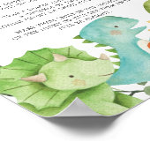 Dinosaurs Baby shower Late Naight Diapers Sign Poster (Hoek)