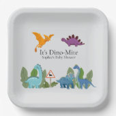 Dinosaurs Baby Shower Paper Plate Papieren Bordje (Voorkant)