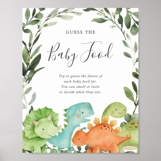 Dinosaurs Baby shower raadt het Baby-bord Poster (Voorkant)