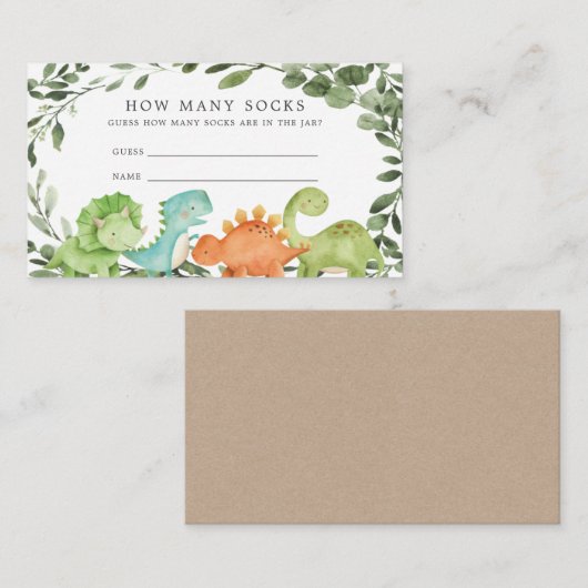 Dinosaurs Baby shower raden hoeveel contactdozen Informatiekaartje (Voorkant / Achterkant)