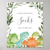 Dinosaurs Baby shower raden hoeveel contactdozen Poster (Voorkant)