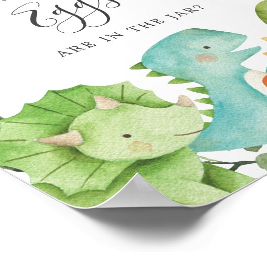 Dinosaurs Baby shower raden hoeveel dinosauruseier Poster (Hoek)