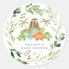 Dinosaurs Baby Shower  Ronde Sticker