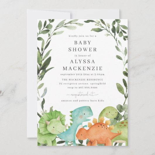 Dinosaurs Baby shower Uitnodiging (Voorkant)