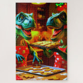 Dinosaurs baking gingerbread cookies legpuzzel (Verticaal)
