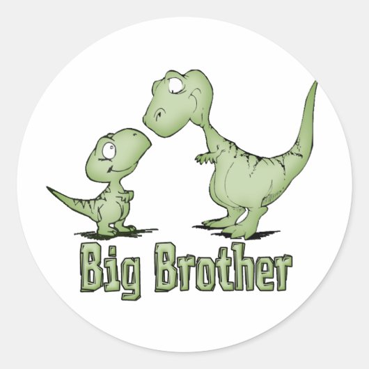 Dinosaurs Big Brother Ronde Sticker (Voorkant)
