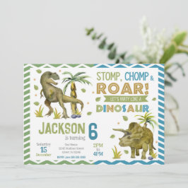 Dinosaurs Birthday Invitation | T-rex | Triceratop Kaart