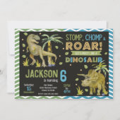 Dinosaurs Birthday Invitation | T-rex | Triceratop Kaart (Voorkant)