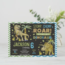 Dinosaurs Birthday Invitation | T-rex | Triceratop Kaart
