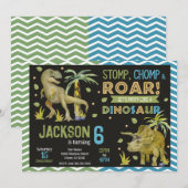 Dinosaurs Birthday Invitation | T-rex | Triceratop Kaart (Voorkant / Achterkant)