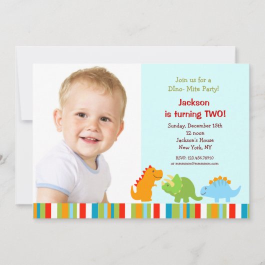 Dinosaurs Birthday Party Kaart (Voorkant)