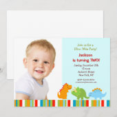 Dinosaurs Birthday Party Kaart (Voorkant / Achterkant)