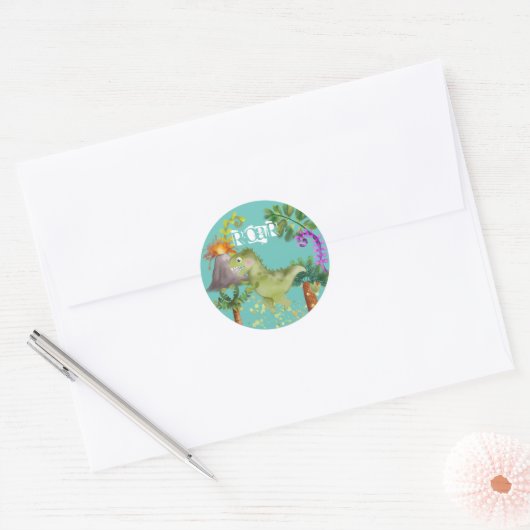 Dinosaurs Birthday 🥳 Ronde Sticker (Envelop)