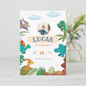 Dinosaurs Birthday-uitnodiging Kaart (Staand voorkant)