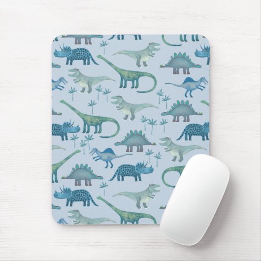 Dinosaurs Blue Pattern Muismat (Met muis)