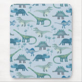 Dinosaurs Blue Pattern Muismat (Voorkant)