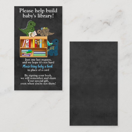 Dinosaurs Chalk Book Request in plaats van Card 17 Visitekaartje (Voorkant / Achterkant)